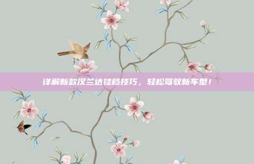 详解新款汉兰达挂档技巧，轻松驾驭新车型！