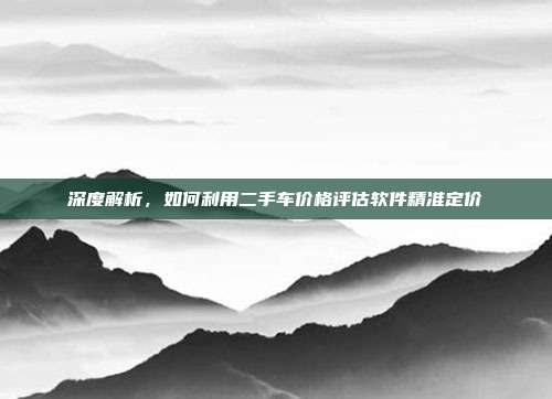 深度解析，如何利用二手车价格评估软件精准定价
