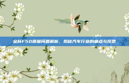 金杯F50质量问题解析，揭秘汽车行业的痛点与反思
