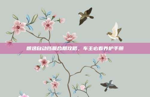 朗逸自动挡磨合期攻略，车主必看养护手册