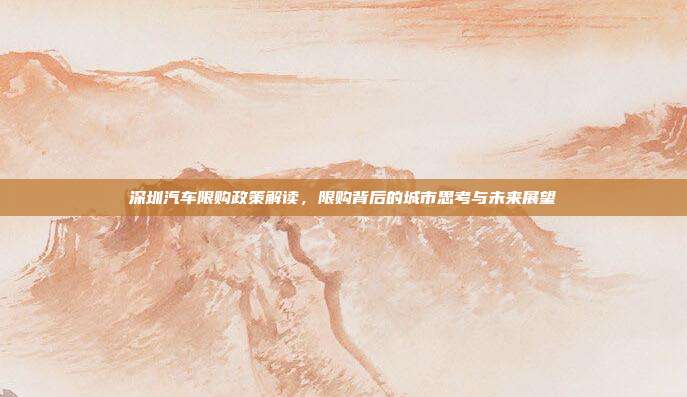 深圳汽车限购政策解读，限购背后的城市思考与未来展望