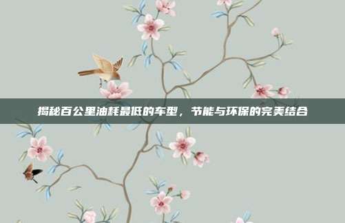 揭秘百公里油耗最低的车型，节能与环保的完美结合