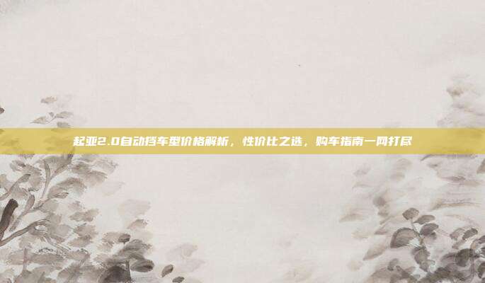 起亚2.0自动挡车型价格解析，性价比之选，购车指南一网打尽