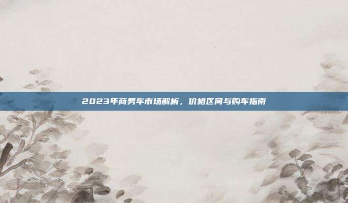 2023年商务车市场解析，价格区间与购车指南