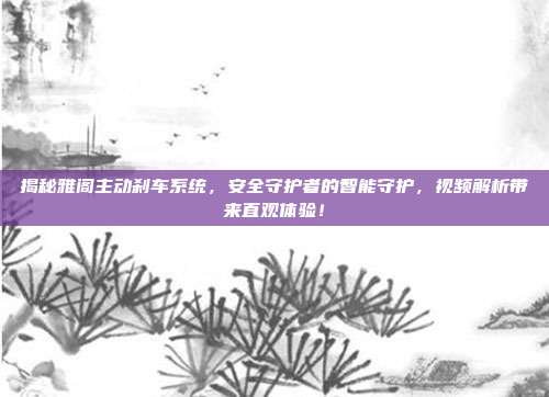 揭秘雅阁主动刹车系统，安全守护者的智能守护，视频解析带来直观体验！