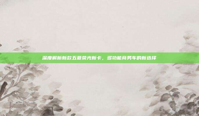 深度解析新款五菱荣光新卡，多功能商务车的新选择