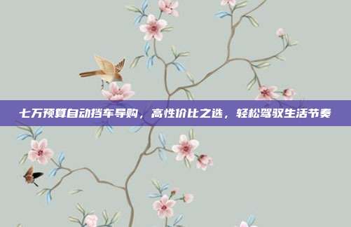 七万预算自动挡车导购，高性价比之选，轻松驾驭生活节奏