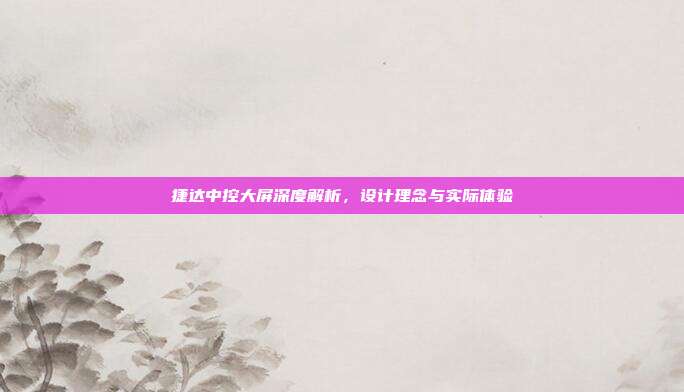 捷达中控大屏深度解析，设计理念与实际体验