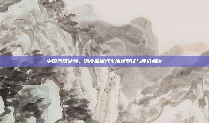 中国汽研油耗，深度解析汽车油耗测试与评价标准