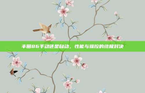丰田86手动还是自动，性能与操控的终极对决