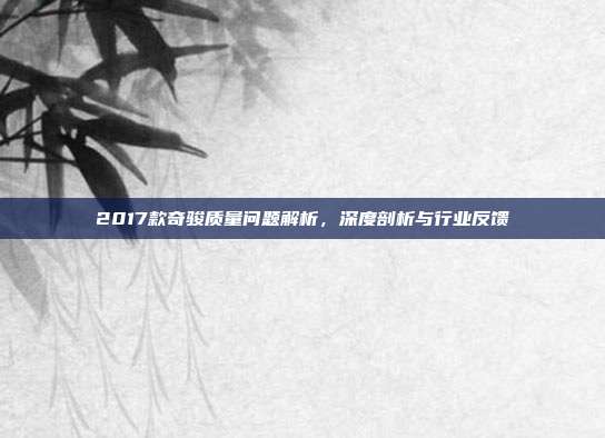 2017款奇骏质量问题解析，深度剖析与行业反馈
