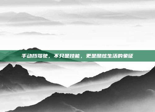 手动挡驾驶，不只是技能，更是酷炫生活的象征