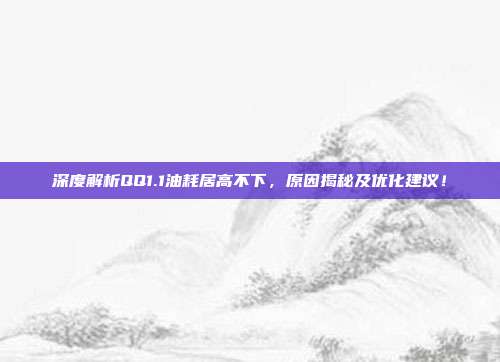 深度解析QQ1.1油耗居高不下，原因揭秘及优化建议！