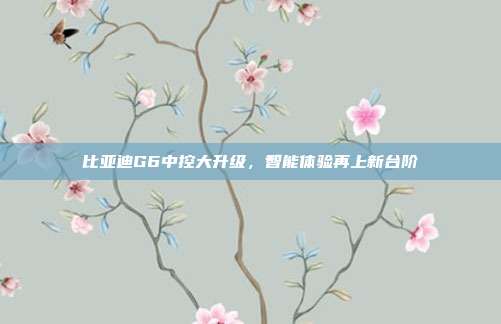比亚迪G6中控大升级，智能体验再上新台阶