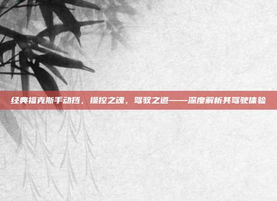 经典福克斯手动挡，操控之魂，驾驭之道——深度解析其驾驶体验