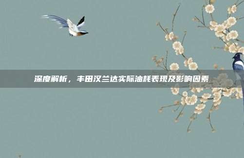 深度解析，丰田汉兰达实际油耗表现及影响因素