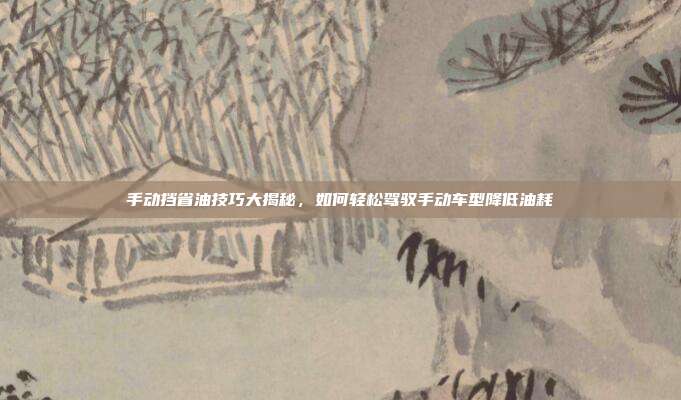 手动挡省油技巧大揭秘，如何轻松驾驭手动车型降低油耗