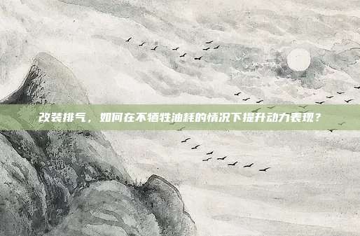 改装排气，如何在不牺牲油耗的情况下提升动力表现？