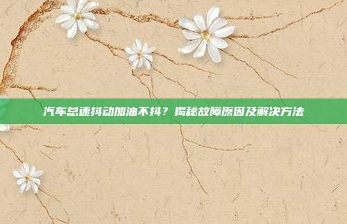 汽车怠速抖动加油不抖？揭秘故障原因及解决方法