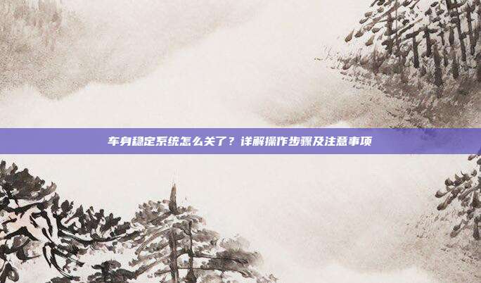 车身稳定系统怎么关了？详解操作步骤及注意事项