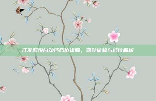 江淮和悦自动挡档位详解，驾驶体验与档位解析
