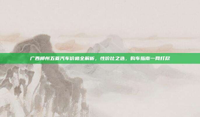 广西柳州五菱汽车价格全解析，性价比之选，购车指南一网打尽