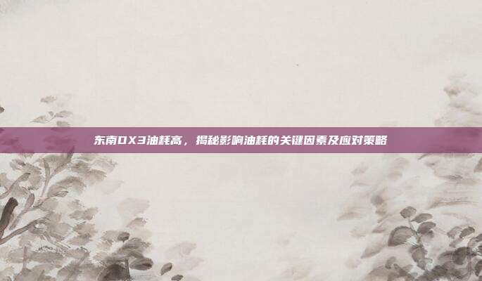 东南DX3油耗高，揭秘影响油耗的关键因素及应对策略