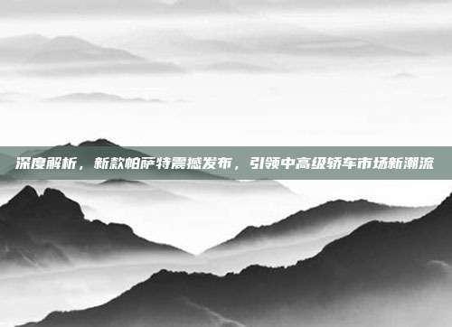 深度解析，新款帕萨特震撼发布，引领中高级轿车市场新潮流