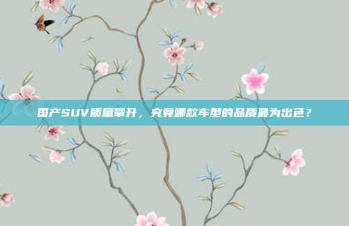 国产SUV质量攀升，究竟哪款车型的品质最为出色？