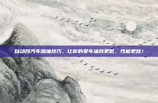自动挡汽车加油技巧，让你的爱车油耗更低，性能更佳！