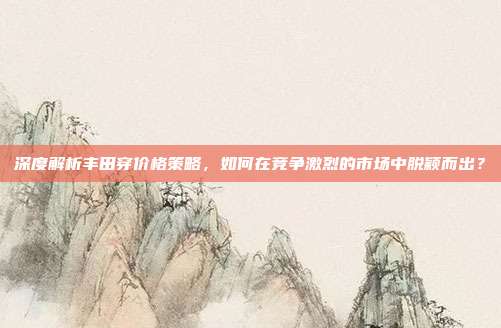 深度解析丰田穿价格策略，如何在竞争激烈的市场中脱颖而出？