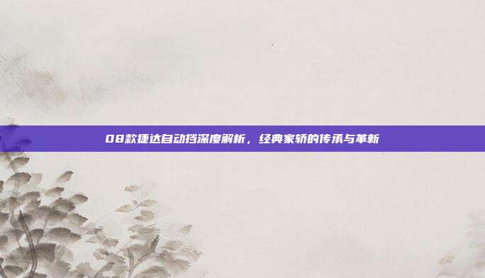 08款捷达自动挡深度解析，经典家轿的传承与革新