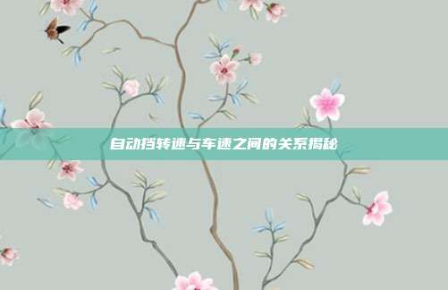 自动挡转速与车速之间的关系揭秘