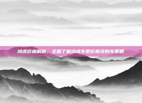 域虎价格解析，全面了解域虎车型价格及购车策略