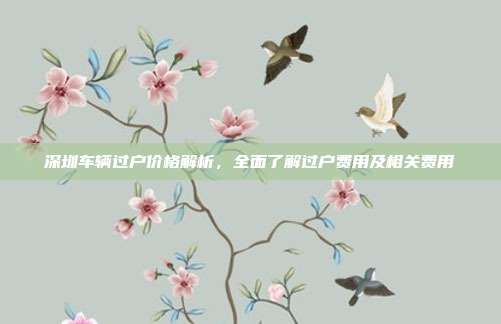 深圳车辆过户价格解析，全面了解过户费用及相关费用