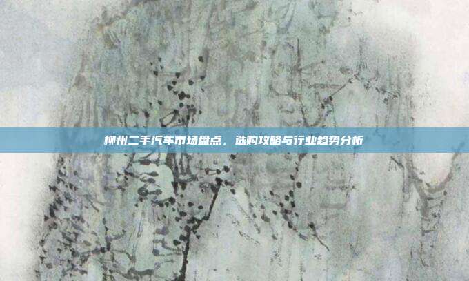 柳州二手汽车市场盘点，选购攻略与行业趋势分析