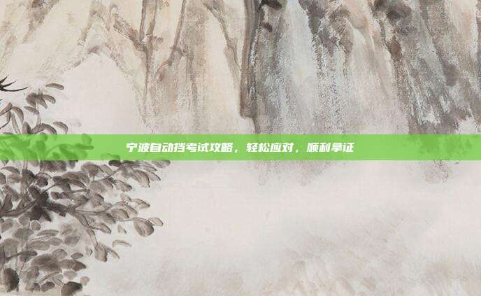 宁波自动挡考试攻略，轻松应对，顺利拿证