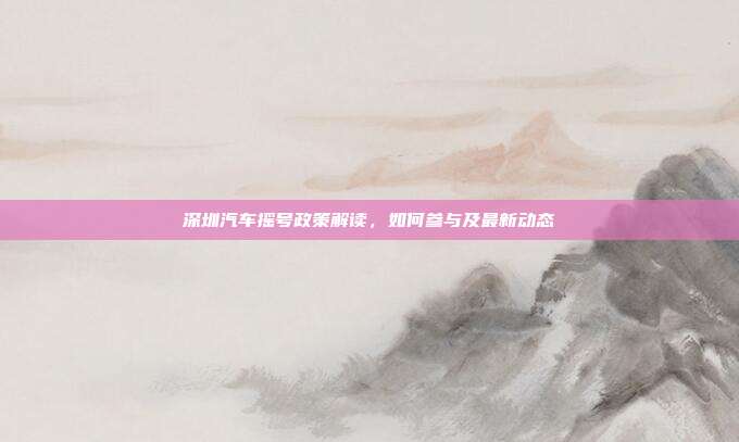深圳汽车摇号政策解读，如何参与及最新动态