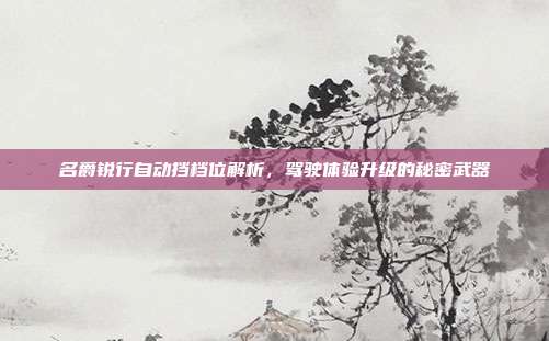 名爵锐行自动挡档位解析，驾驶体验升级的秘密武器