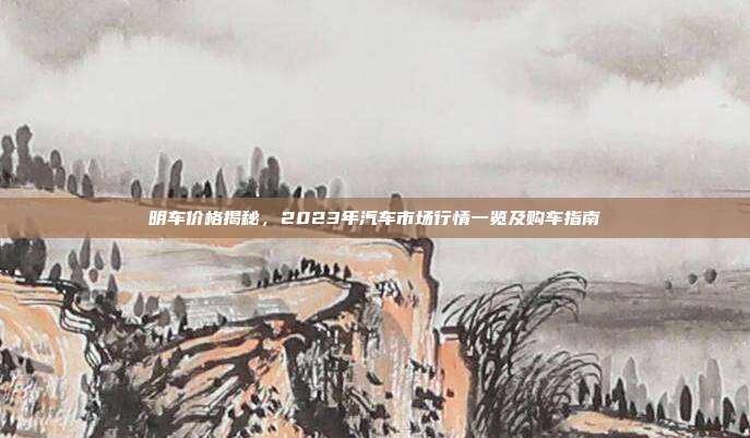 明车价格揭秘，2023年汽车市场行情一览及购车指南