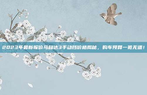 2023年最新报价马自达3手动挡价格揭秘，购车预算一览无遗！