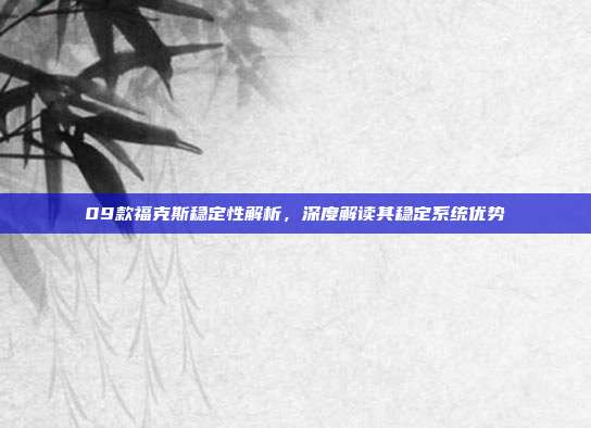09款福克斯稳定性解析，深度解读其稳定系统优势