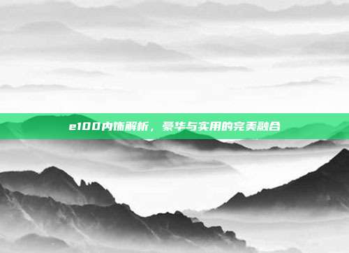 e100内饰解析，豪华与实用的完美融合