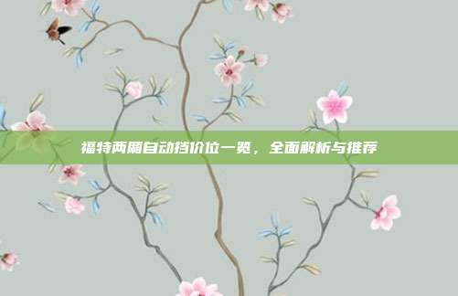 福特两厢自动挡价位一览，全面解析与推荐