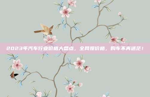2023年汽车行业价格大盘点，全网搜价格，购车不再迷茫！