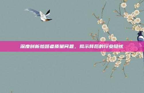 深度剖析撼路者质量问题，揭示背后的行业隐忧