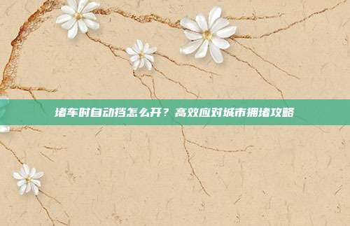 堵车时自动挡怎么开？高效应对城市拥堵攻略