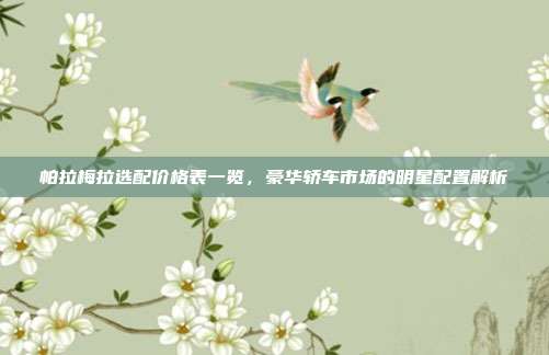 帕拉梅拉选配价格表一览，豪华轿车市场的明星配置解析