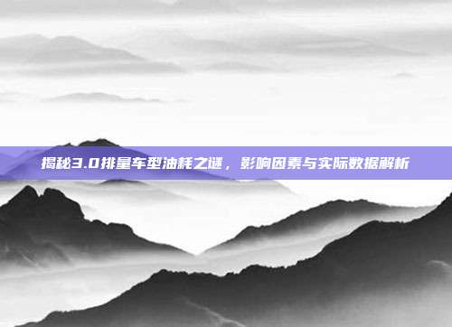 揭秘3.0排量车型油耗之谜，影响因素与实际数据解析