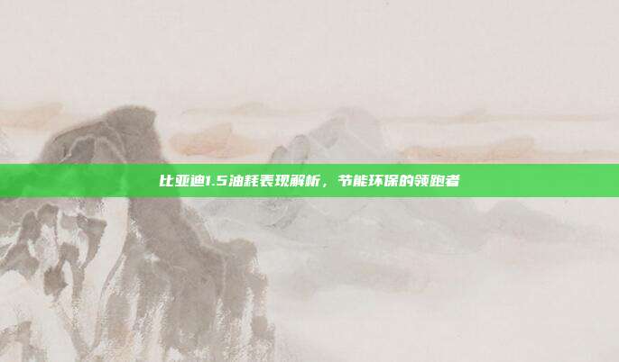 比亚迪1.5油耗表现解析，节能环保的领跑者